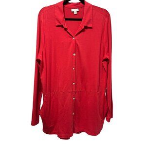 J. Jill women’s size L red pima cotton long sleeve button front top